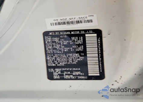 2015 Nissan Quest 3.5 S z USA, uszkodzony, nr VIN JN8AE2KPXF9128444